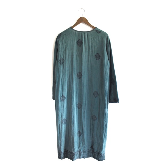 Zara NWT Green Printed Loose Fitting Long Sleeve Dress Large - Picture 11 of 14